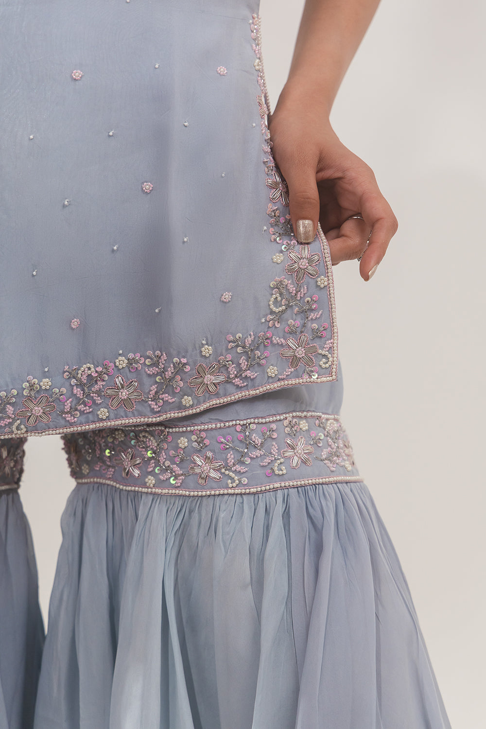 Blue Halter Sharara Set