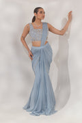 Blue Pearl Layer Saree