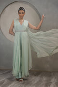 Crystal Jump Suit with Embroidered Belt