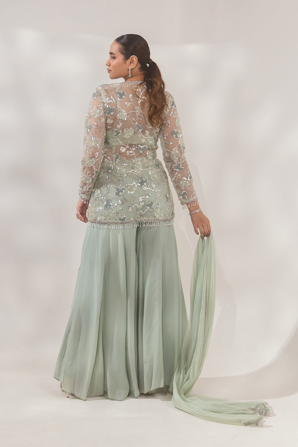 Floral Green Sharara Set