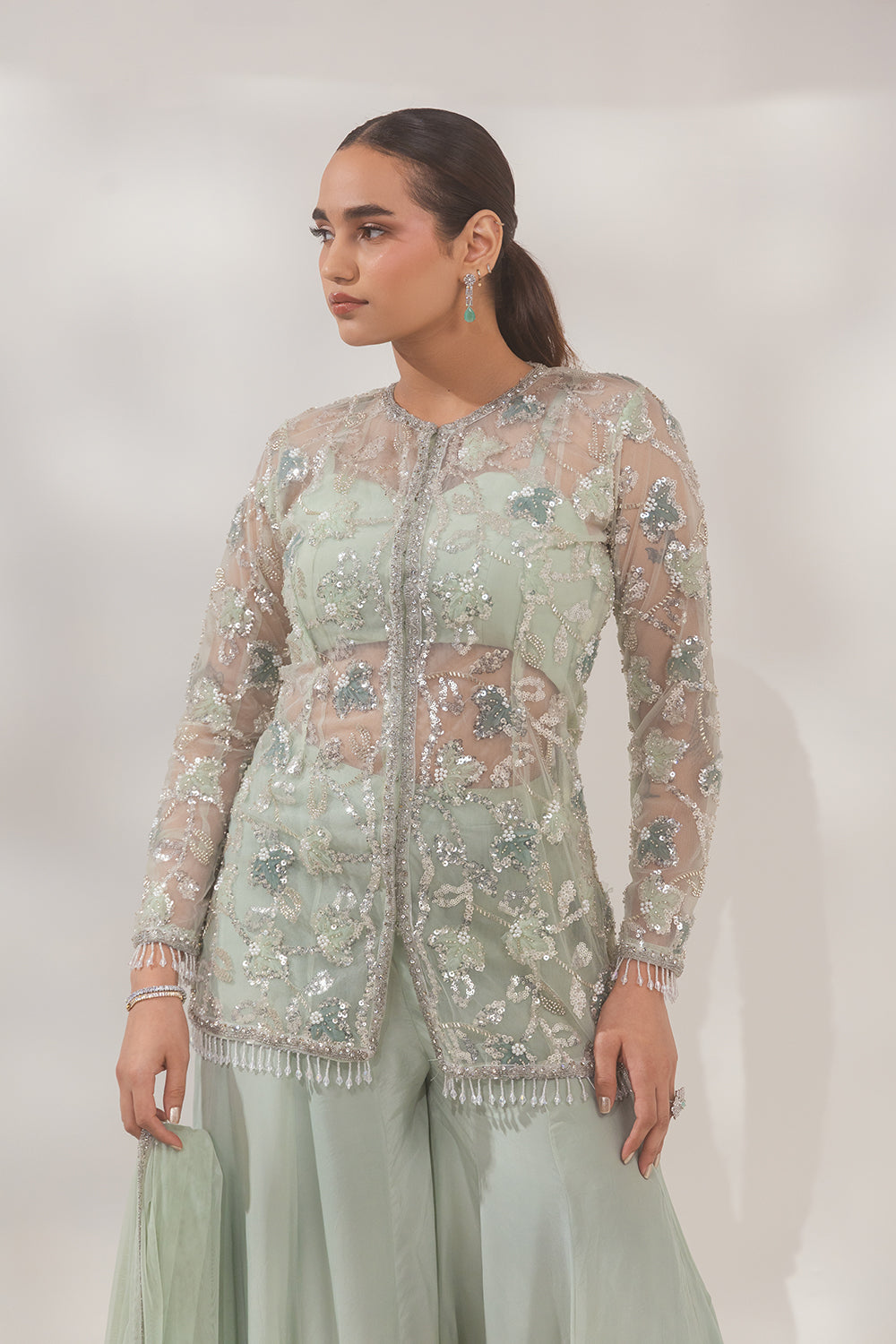 Floral Green Sharara Set