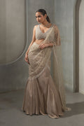 Heavy Jaal Embroidred Palla Saree with Pearl Blouse