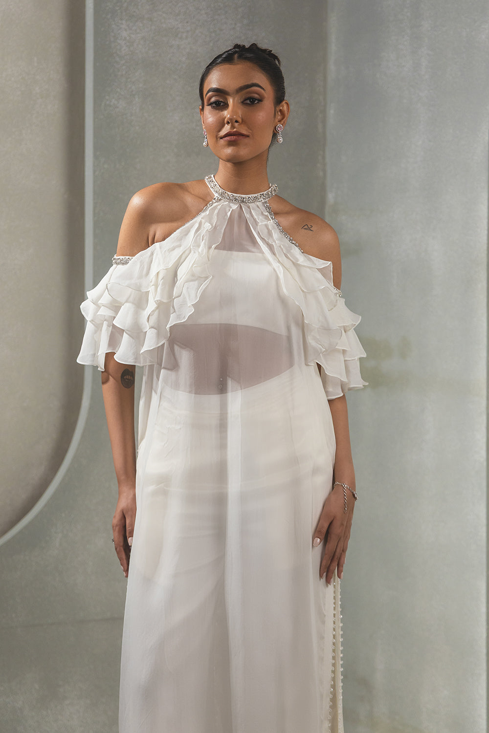 Ivory Ruffle Suit
