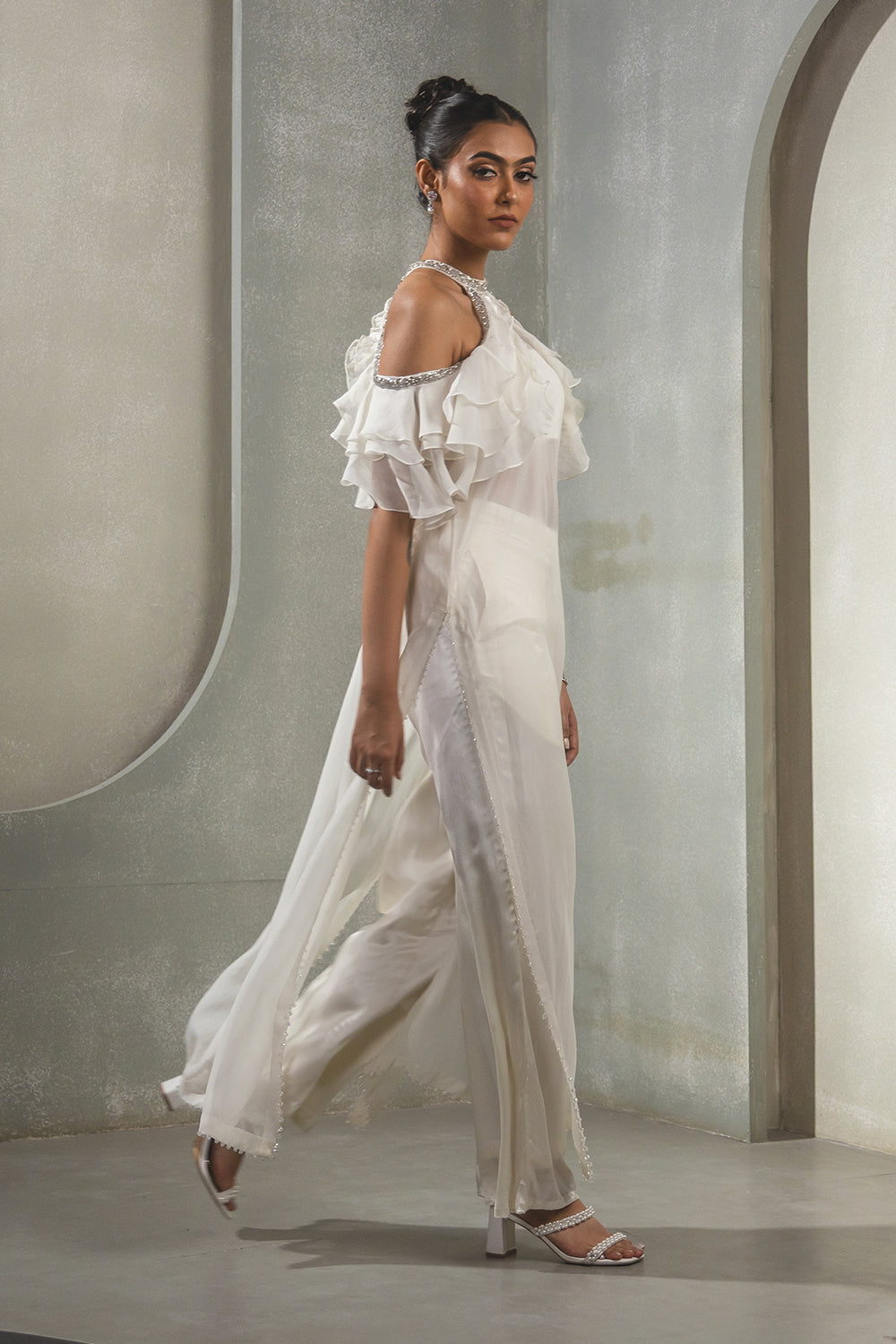 Ivory Ruffle Suit