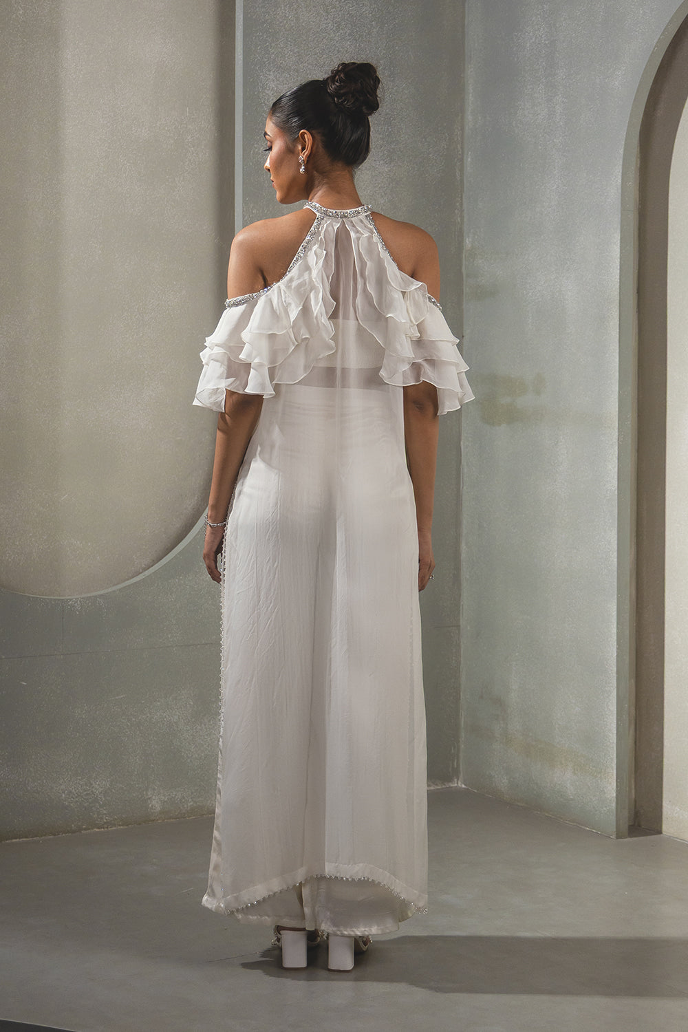 Ivory Ruffle Suit