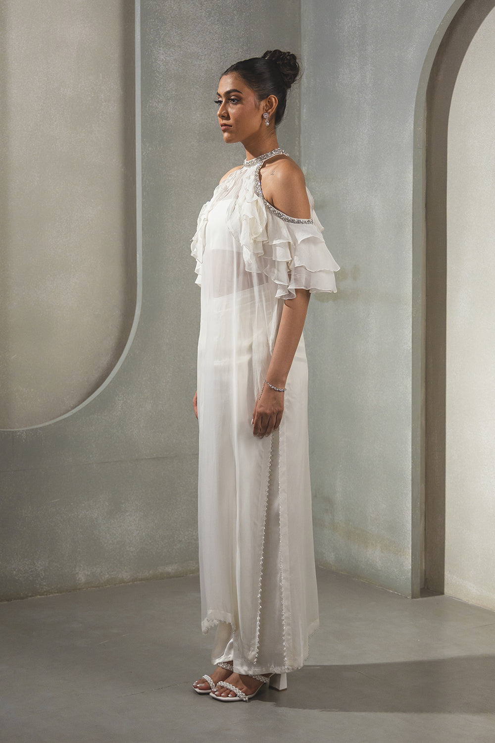 Ivory Ruffle Suit