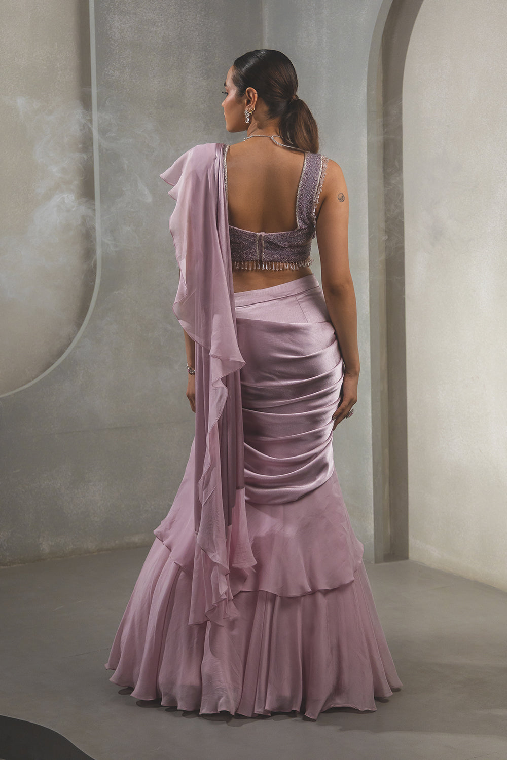Lilac Ruffle Saree