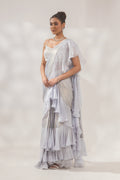 Metallic Blue Ruffle Saree