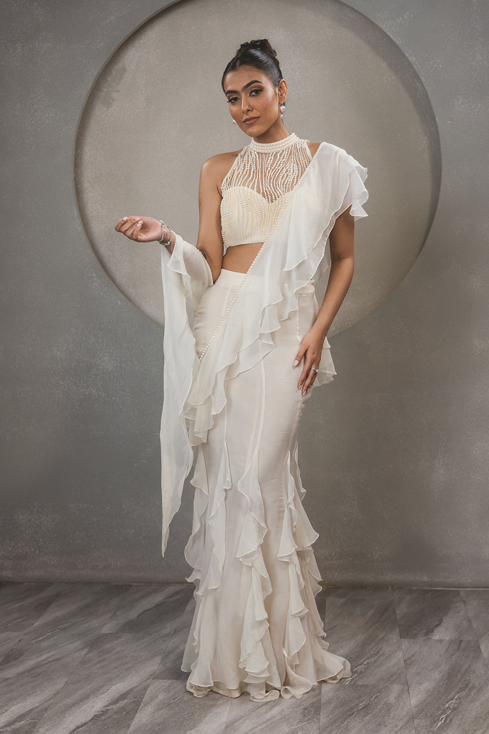 Pearl Ruffle Saree