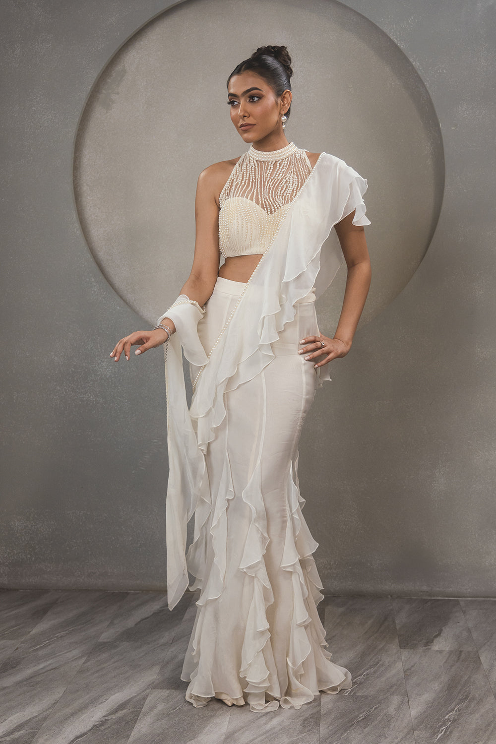 Pearl Ruffle Saree