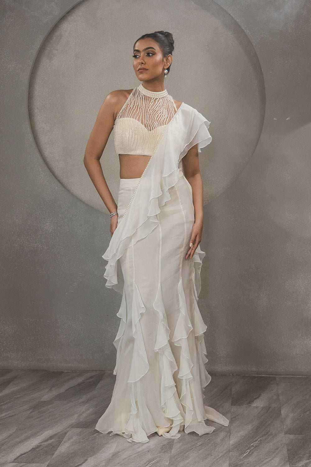 Pearl Ruffle Saree