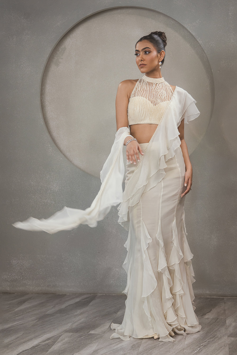 Pearl Ruffle Saree