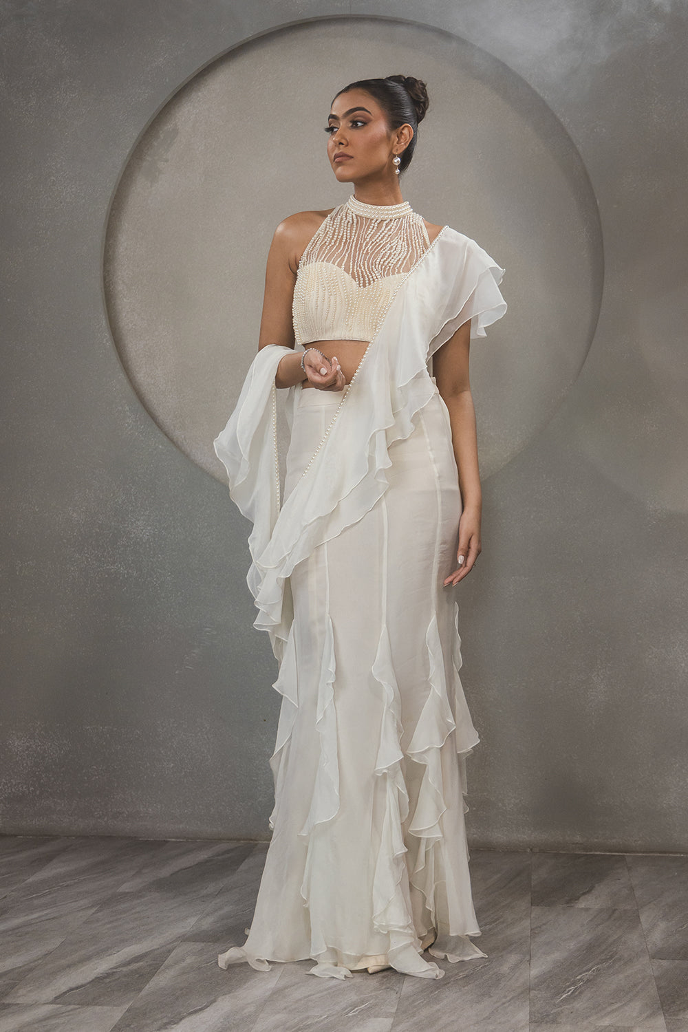 Pearl Ruffle Saree