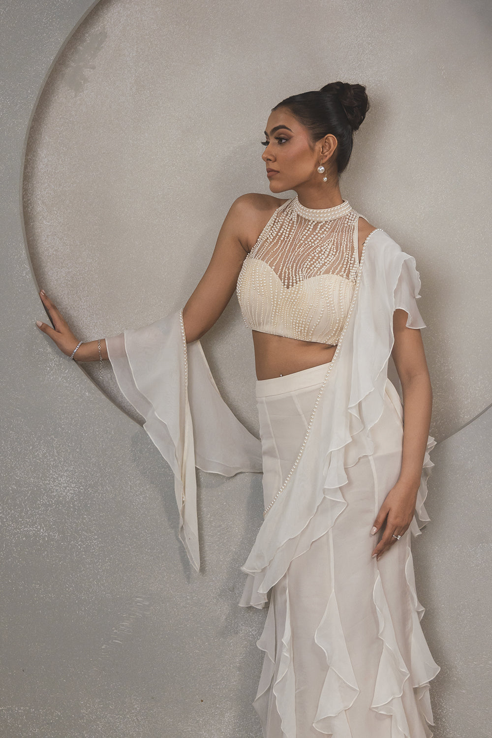 Pearl Ruffle Saree