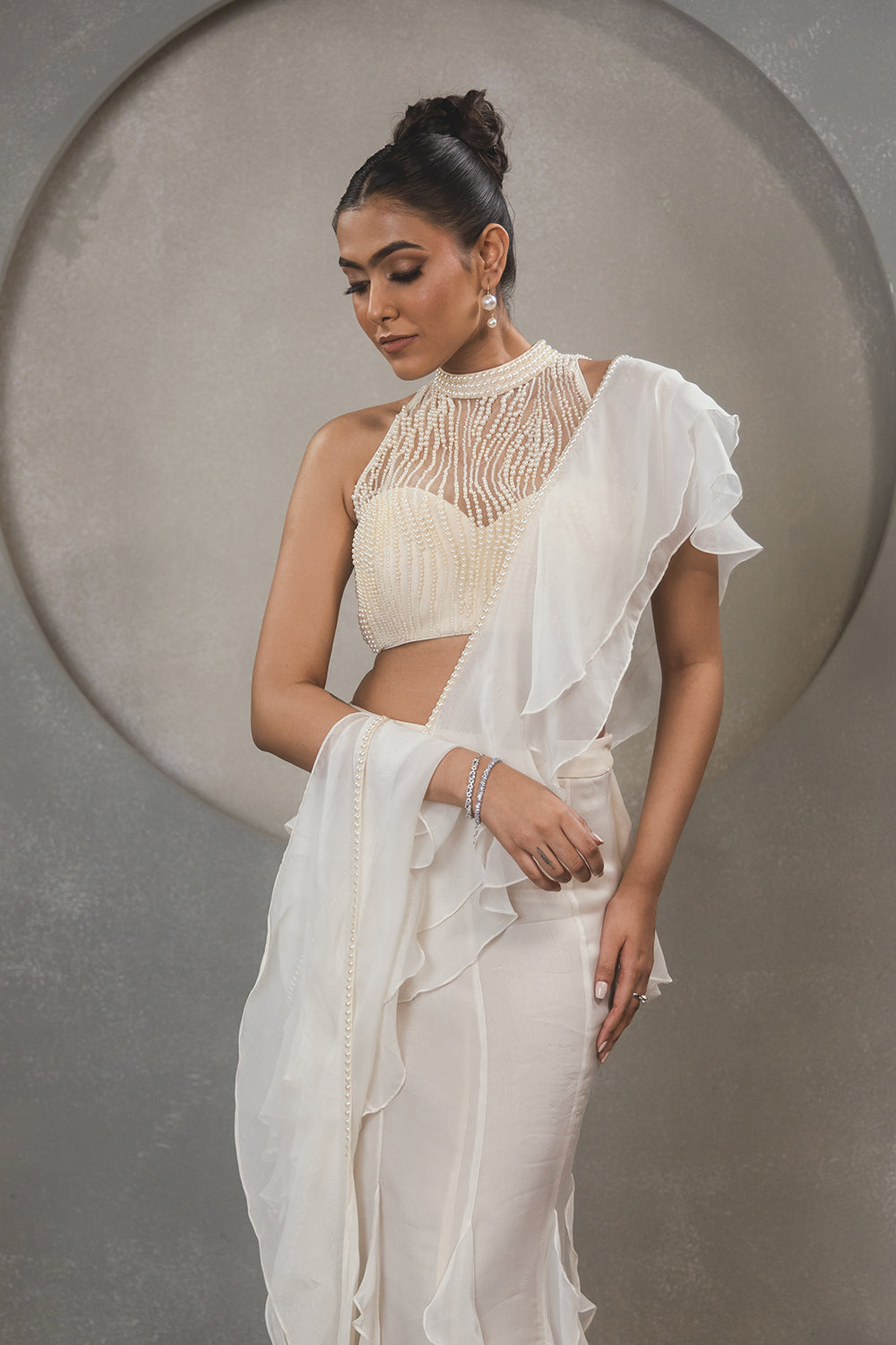 Pearl Ruffle Saree